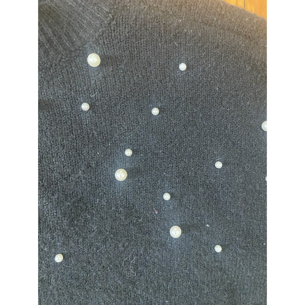 NWT Crown And Ivy Woman's Black Sweater w Pearls Size P M - Picture 4 of 7